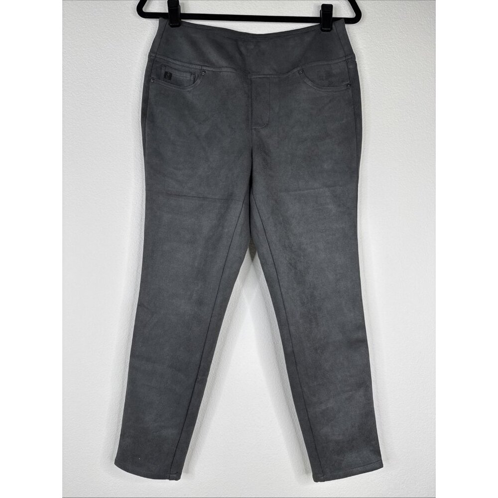 Belle By Kim Gravel Faux Suede Petite Jegging Size 8P Gray NEW